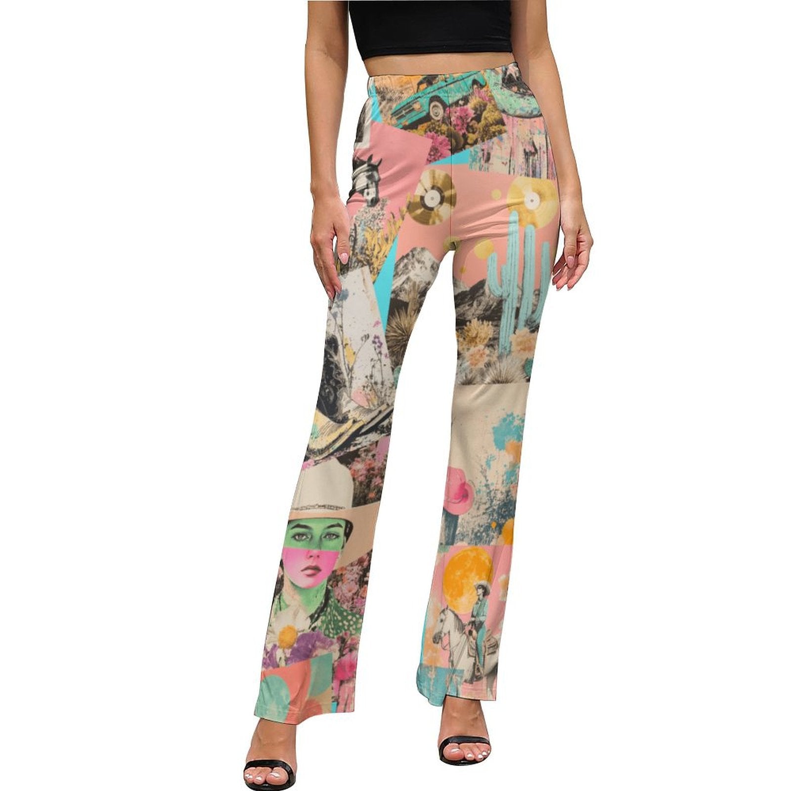 Baha Ranch Retro Pop Western Collage Flare Pants by Baha Ranch Western Wear - product image 2