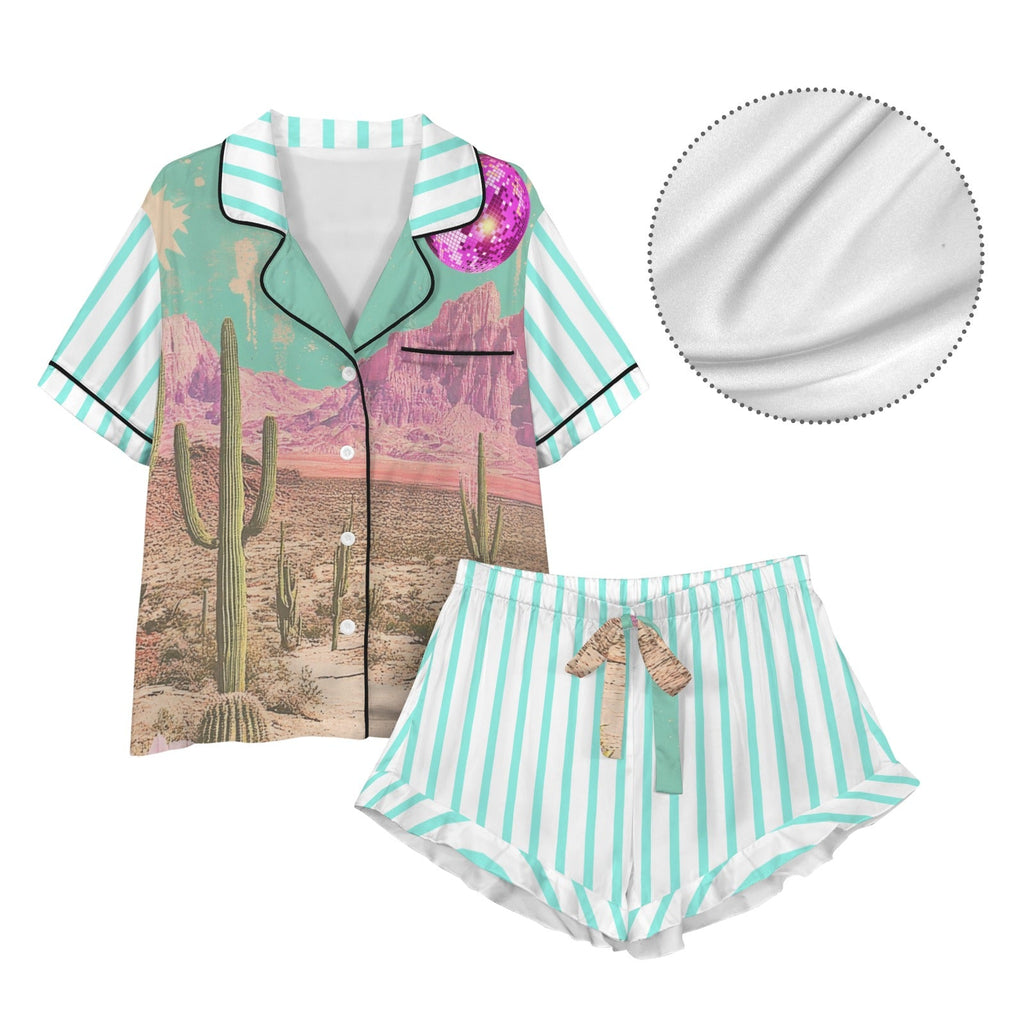 Baha Ranch Retro Pop Western Howdy Desert Cowgirl Satin Pajamas by Baha Ranch Western Wear - product image 6