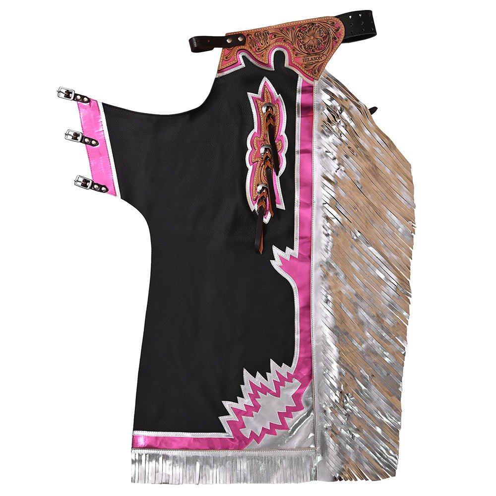 Hilason Handmade Genuine Leather Chaps Adult Handtooled Rodeo Bull Riding