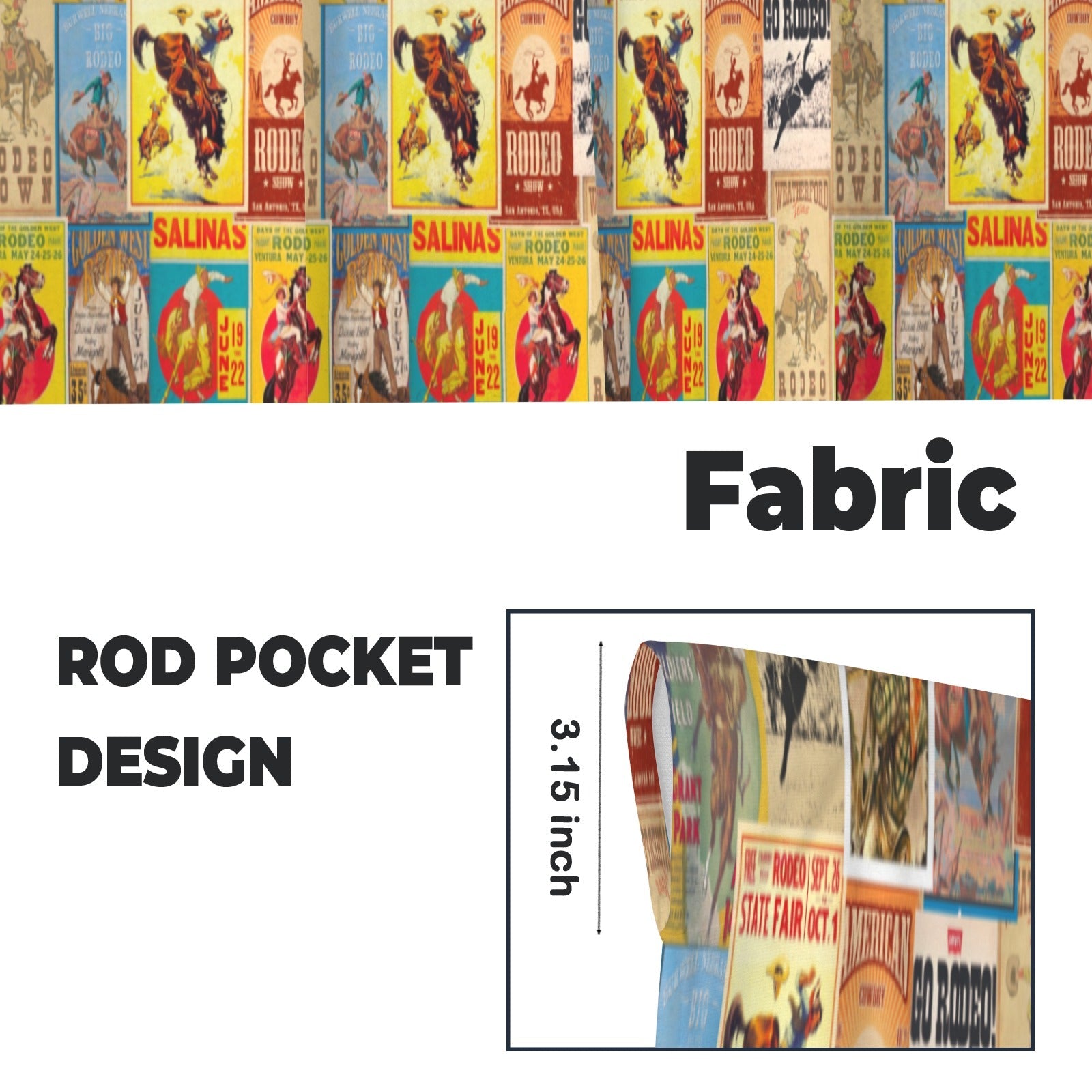 Baha Ranch Vintage Rodeo Window Curtain 28"x40" (2-Piece) Made in America by Baha Ranch Western Wear - product image 5