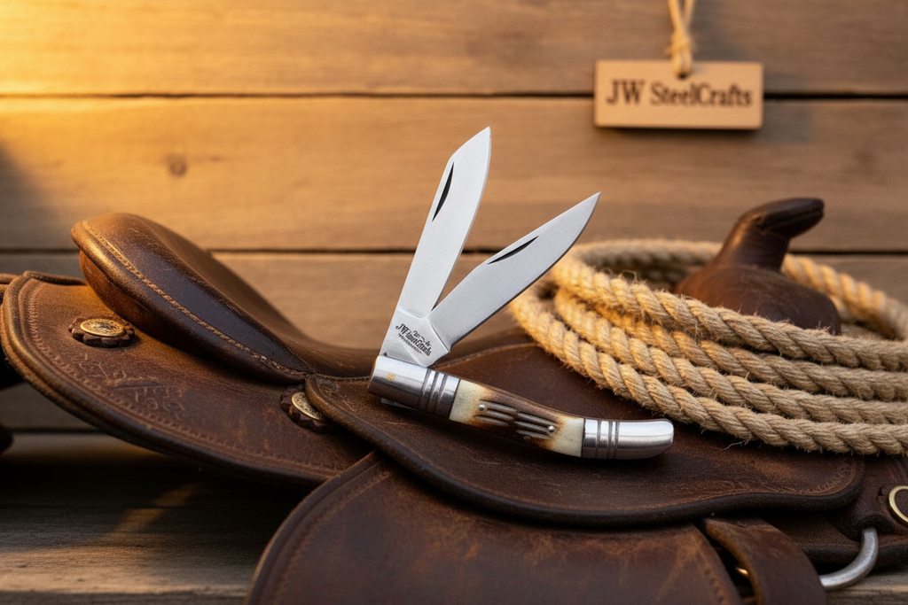Two-Blade Trapper Knife with Synthetic Stag Horn Handle