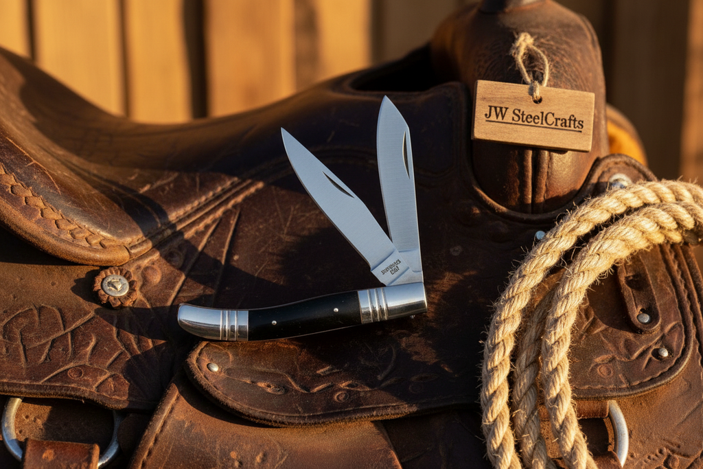 Two-Blade Trapper Knife with Synthetic Stag Horn Handle