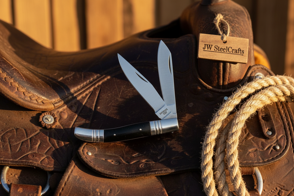 Two-Blade Trapper Knife with Synthetic Stag Horn Handle