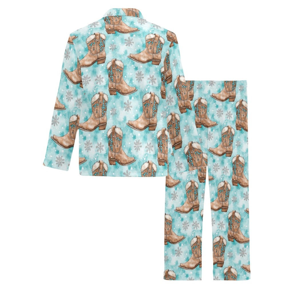 Baha Ranch Turquoise Christmas Boots Men's Western Pajamas by Baha Ranch Western Wear - product image 4