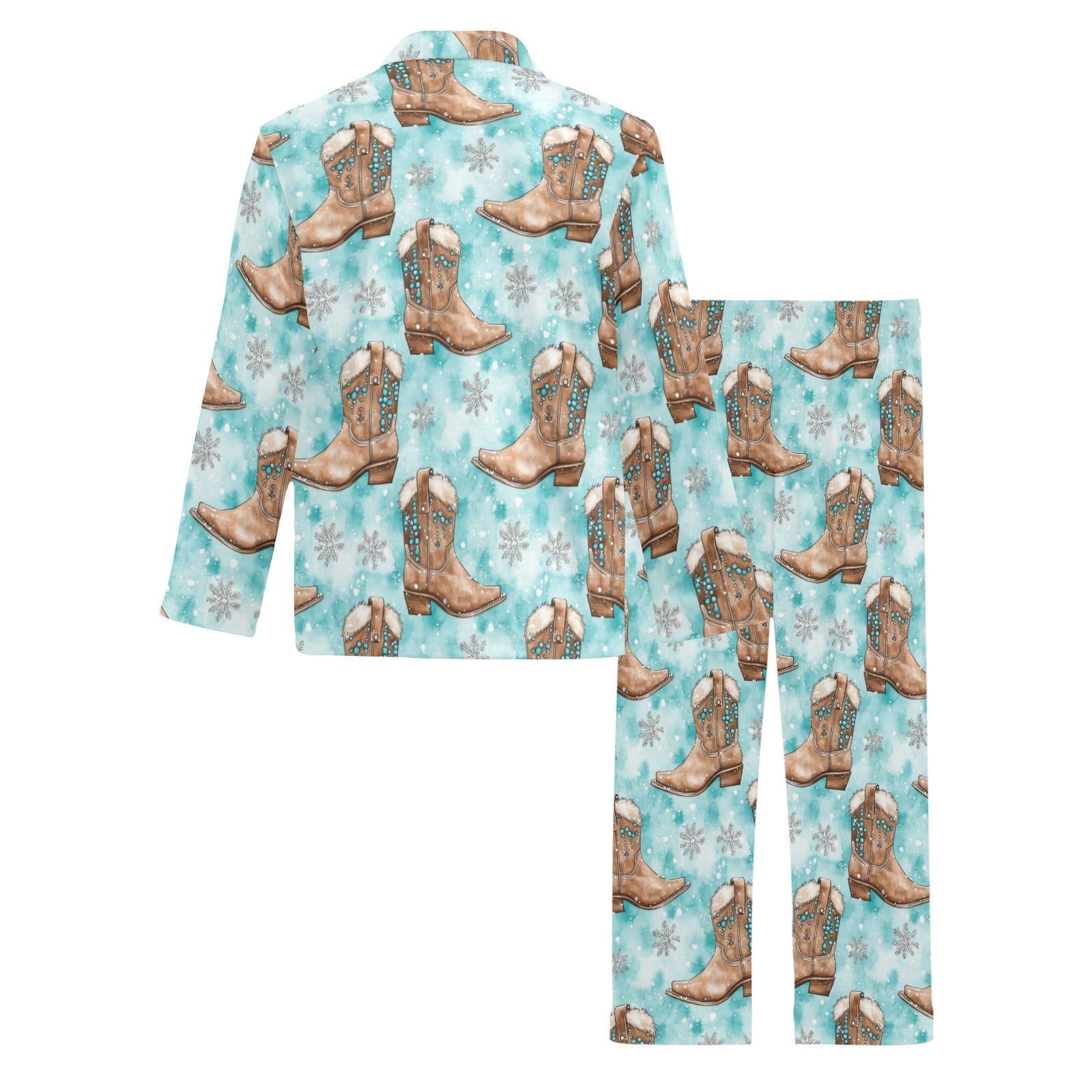 Baha Ranch Turquoise Christmas Boots Men's Western Pajamas by Baha Ranch Western Wear - product image 4