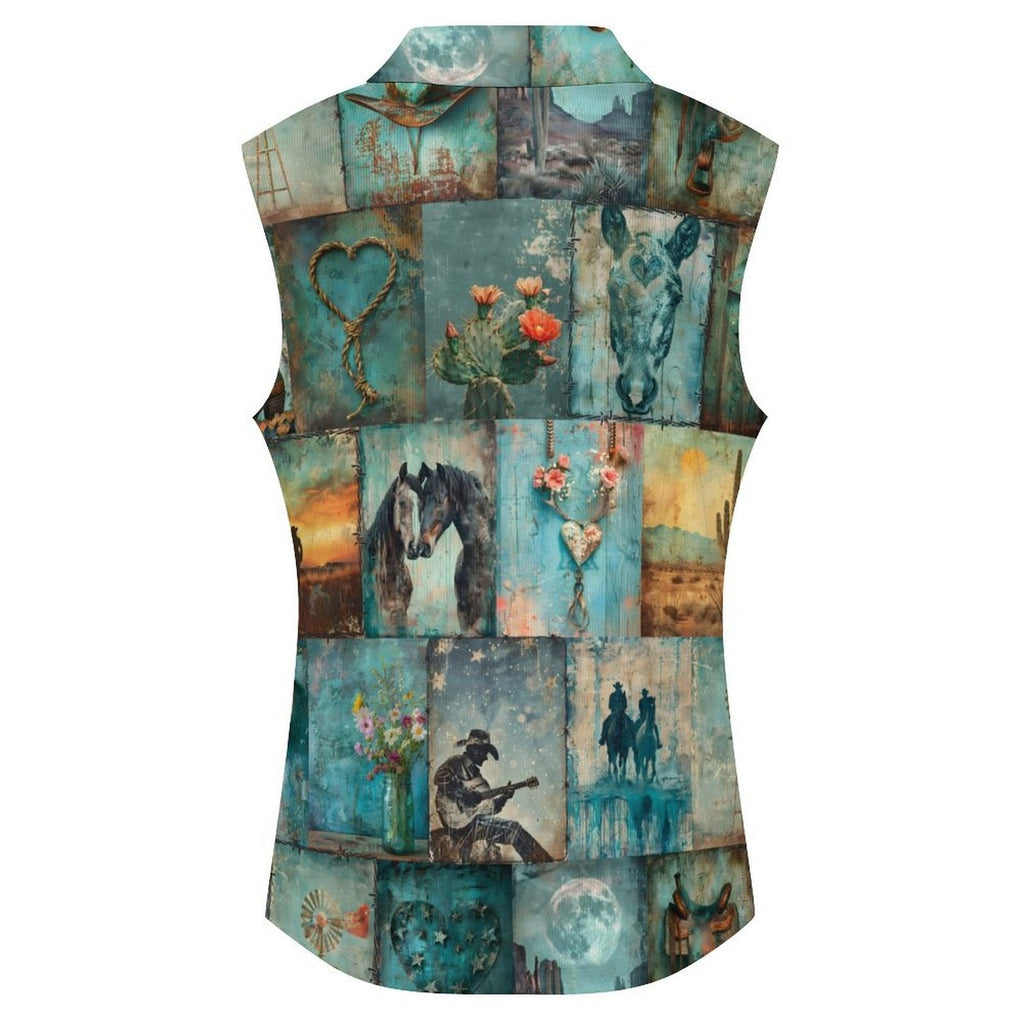 Baha Ranch Turquoise Dreams Sleeveless Polo Tank Top by Baha Ranch Western Wear - product image 4