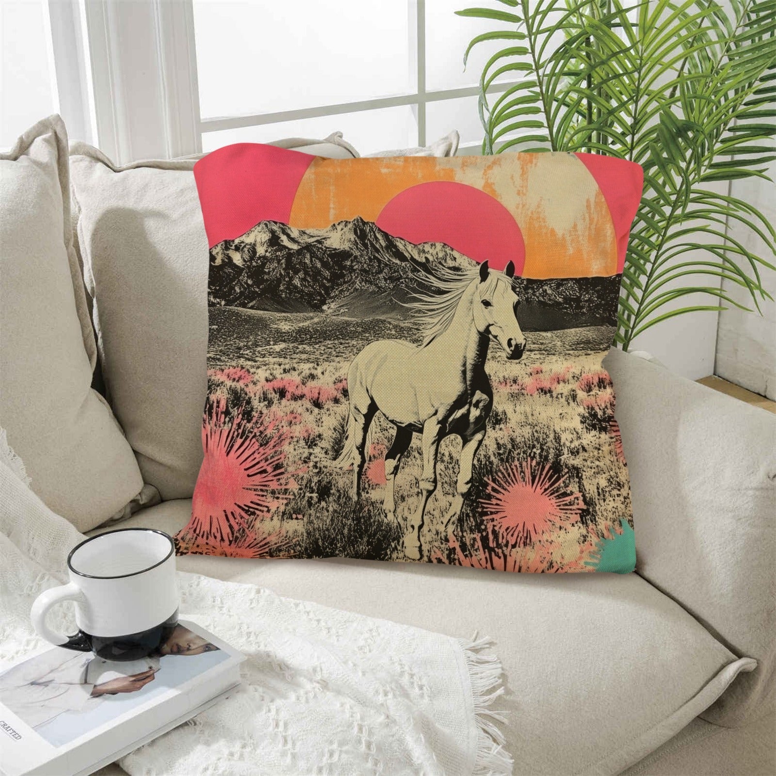 Baha Ranch Retro Pop Western Albino Steed Pillow Case Made in America by Baha Ranch Western Wear - product image 5