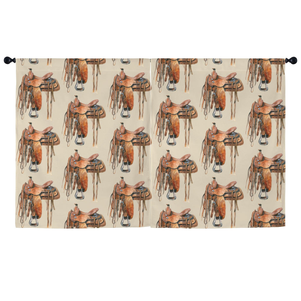 Baha Ranch Saddle Print Window Curtain Drapes 52"x63" Made in America by Baha Ranch Western Wear - product image 2