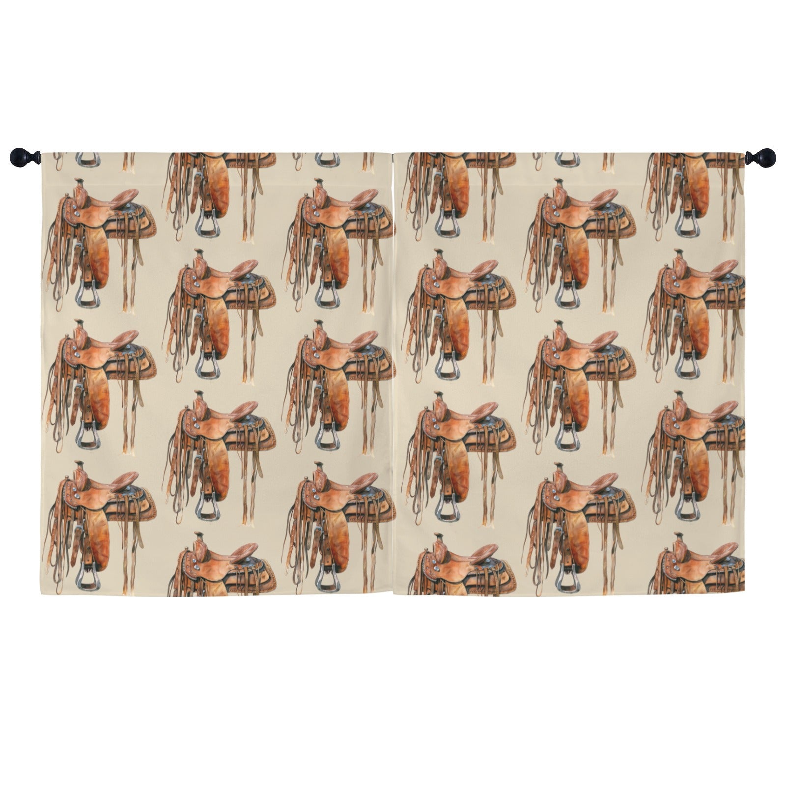 Baha Ranch Saddle Print Window Curtain Drapes 52"x63" Made in America by Baha Ranch Western Wear - product image 2