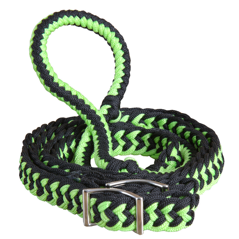 Hilason Braided Poly Barrel Racing Contest Flat Reins 1" X 8Ft Tan Black