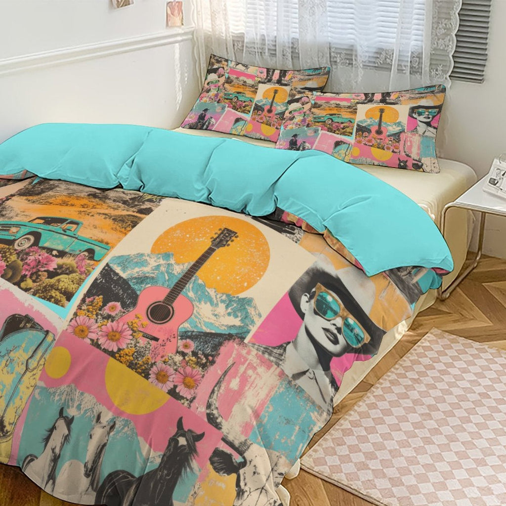 Baha Ranch Retro Pop Western 3-Piece Bedding Set (1 Duvet Cover + 2 Pillow Shams) – 102"×90" by Baha Ranch Western Wear