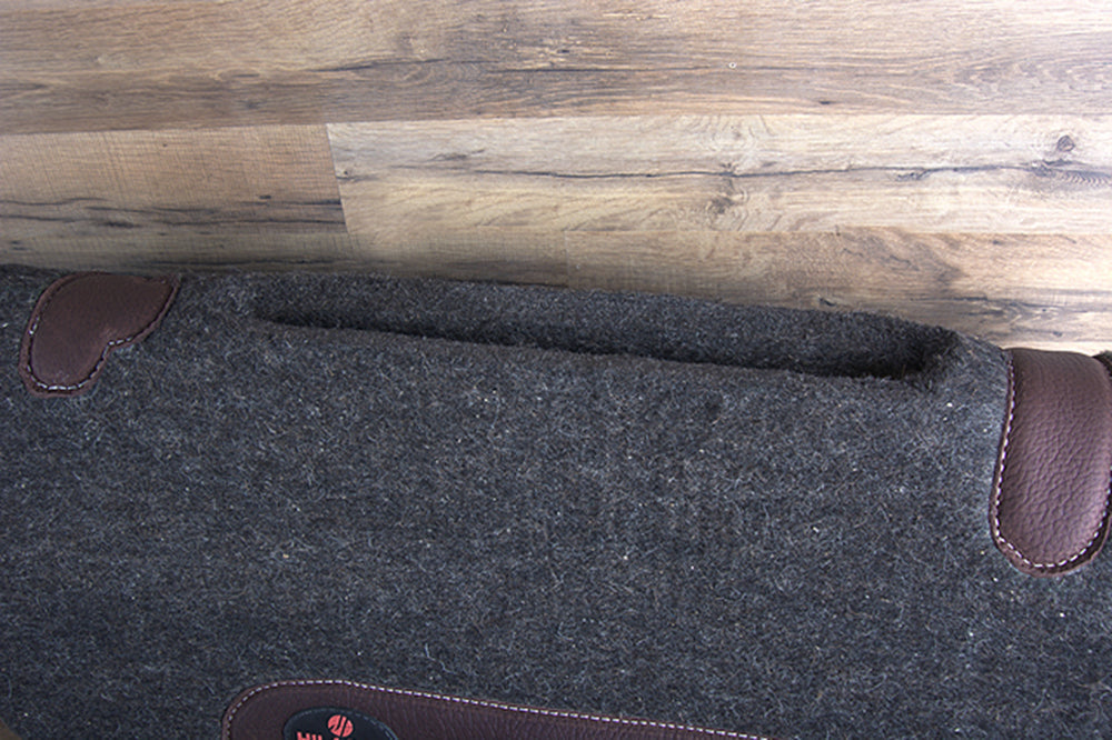 HILASON Western Wool Felt Horse Saddle Pad W/ Distressed Wear Leather Made in USA | for Horses