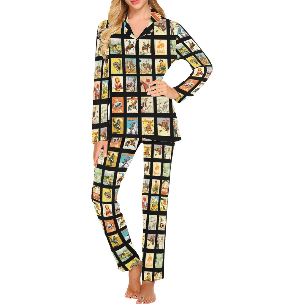 Baha Ranch Cowboy Collage Women's Western Pajama Set by Baha Ranch Western Wear