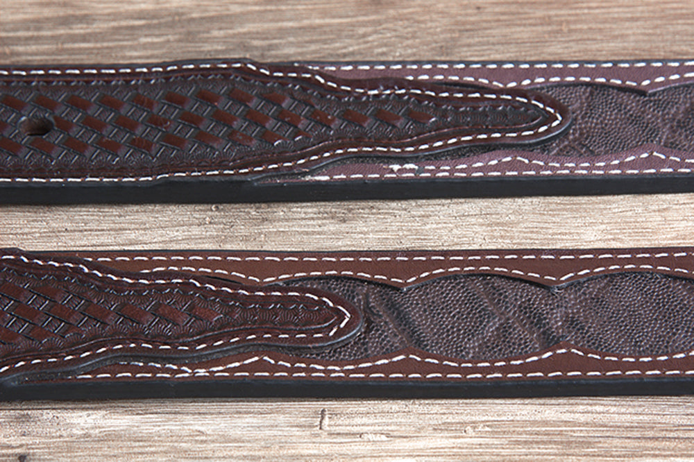 32" Roper Western 1.5" Elephant Print Basketweave Ends Mens Cowboy Belt Brown