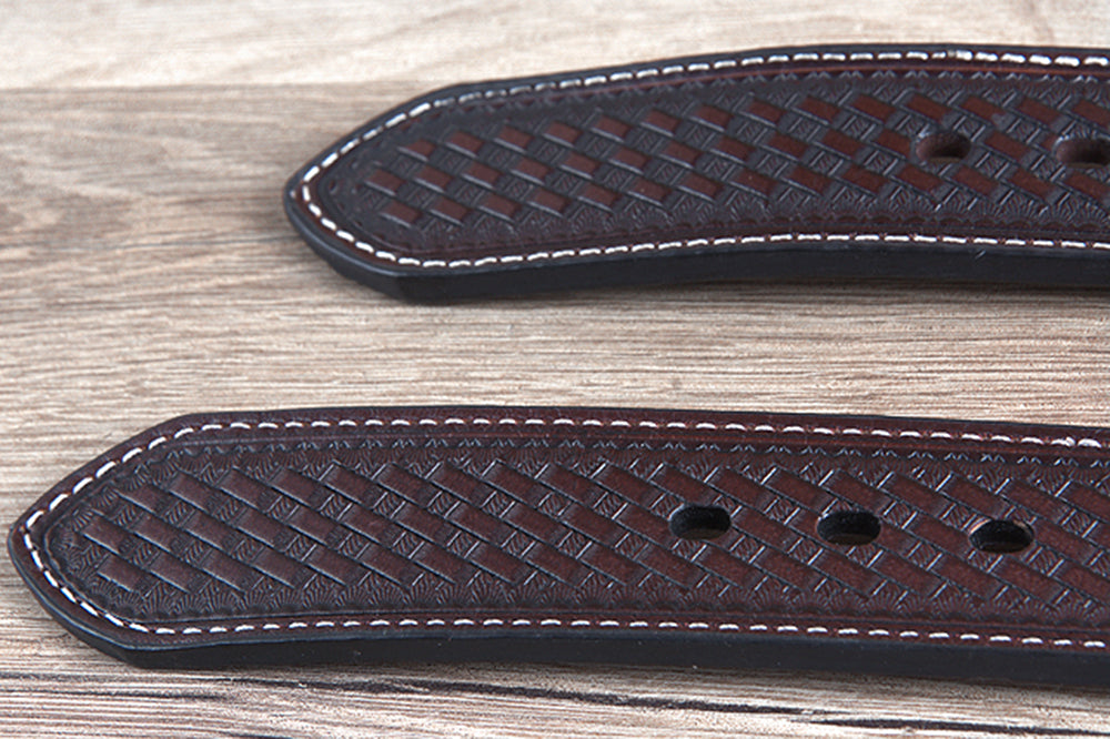42" Roper Western 1.5" Elephant Print Basketweave Ends Mens Cowboy Belt Brown