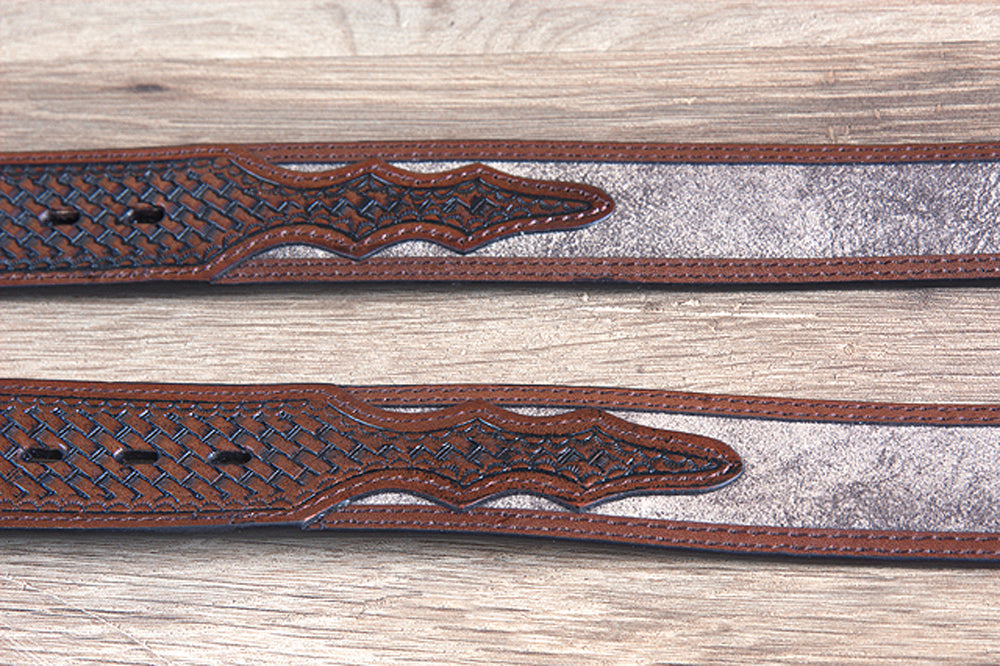 Roper Western 1.5" Dude Taupe Leather Basketweave Ends Mens Cowboy Belt