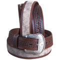Roper Western 1.5" Dude Taupe Leather Basketweave Ends Mens Cowboy Belt