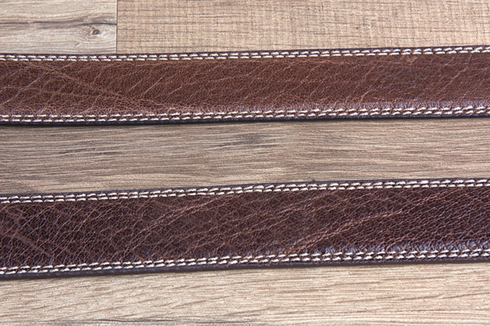 46" G Bar D Wide Crazy Horse Leather Tabs Mens Cowboy Belt Silver Buckle Brown