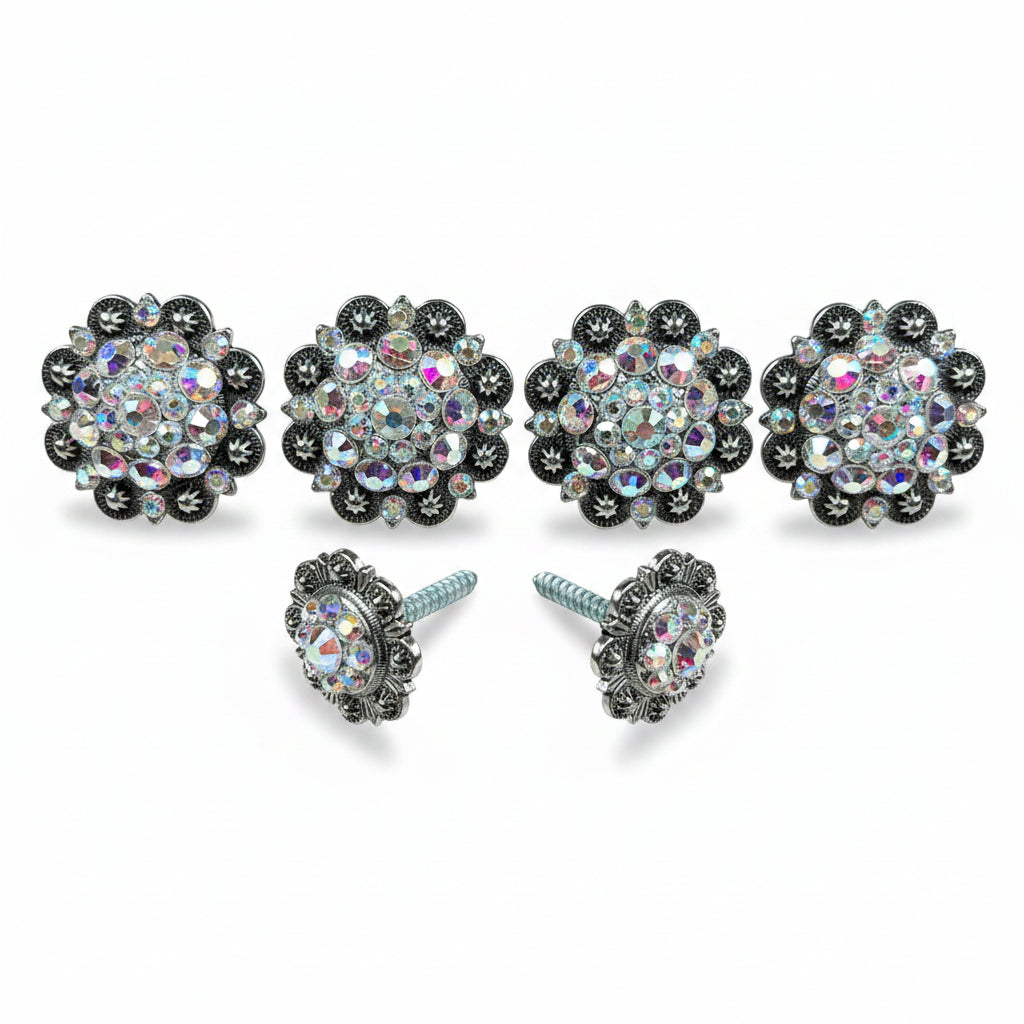 Antique Silver AB Saddle Conchos — view 2