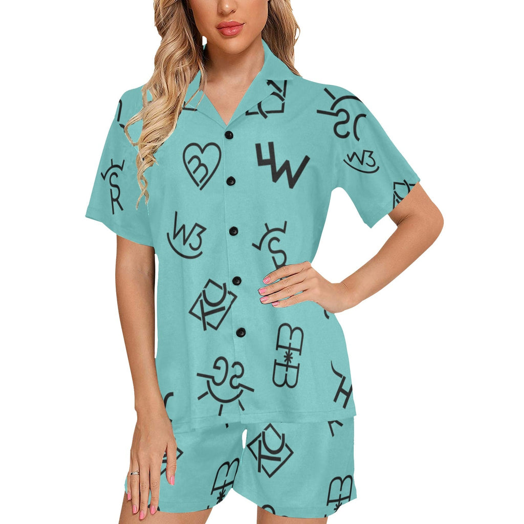 Baha Ranch Turquoise Cattle Brands Women's Western Pajama Set by Baha Ranch Western Wear