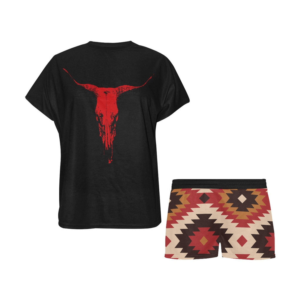 Baha Ranch Red Aztec Bull Women's Western Top and Short Pajama Set by Baha Ranch Western Wear - product image 5