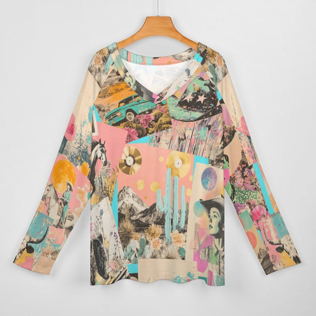 Baha Ranch Retro Pop Western Collage Long Sleeve Top by Baha Ranch Western Wear - product image 2
