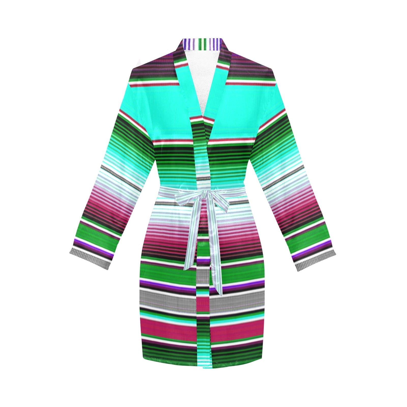 Baha Ranch Turquoise Serape Women's Belted Satin Feel Dressing Lounge Robe by Baha Ranch Western Wear - product image 3