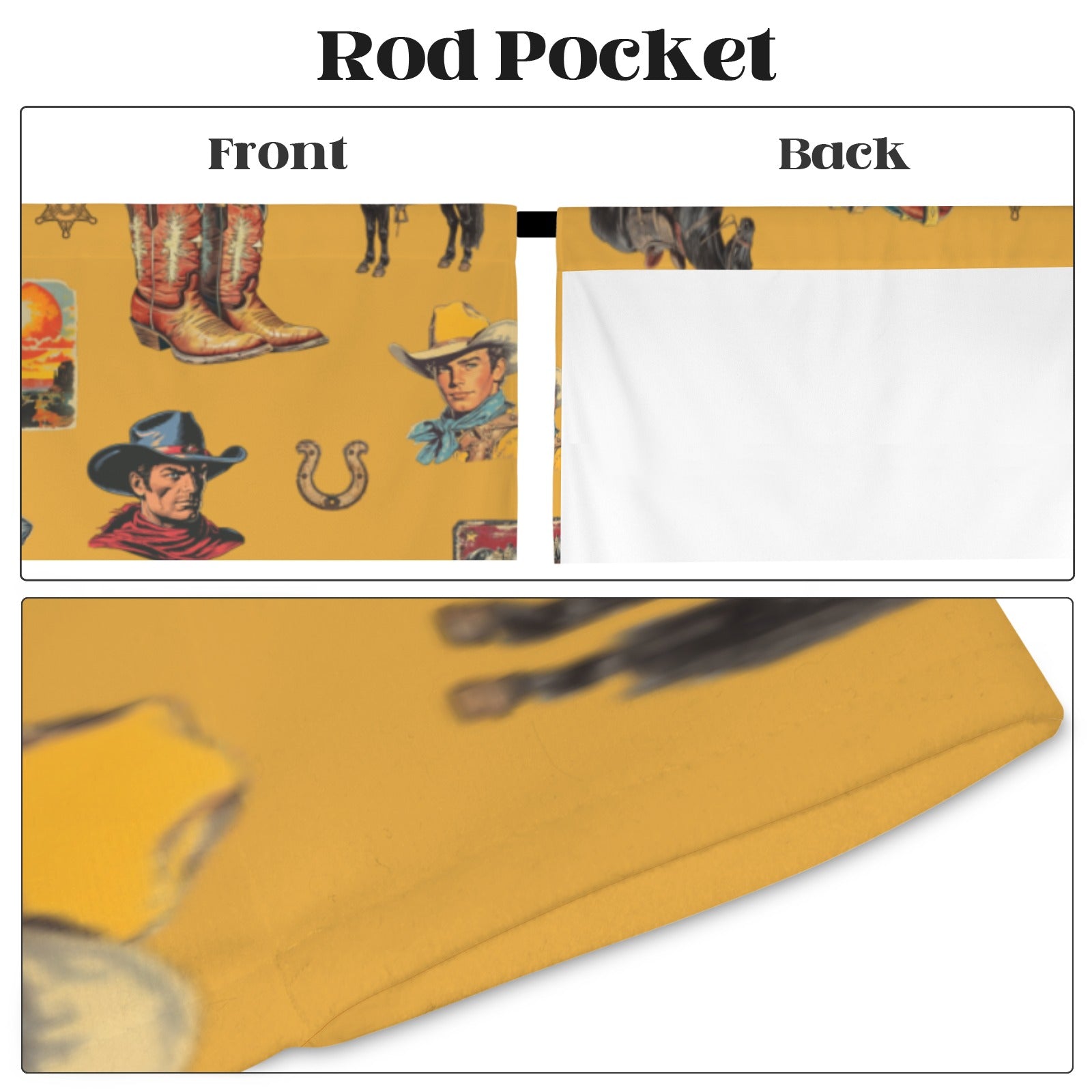 Baha Ranch Vintage Cowboy Collage Western Curtains 52" x 63" Made in America by Baha Ranch Western Wear - product image 4