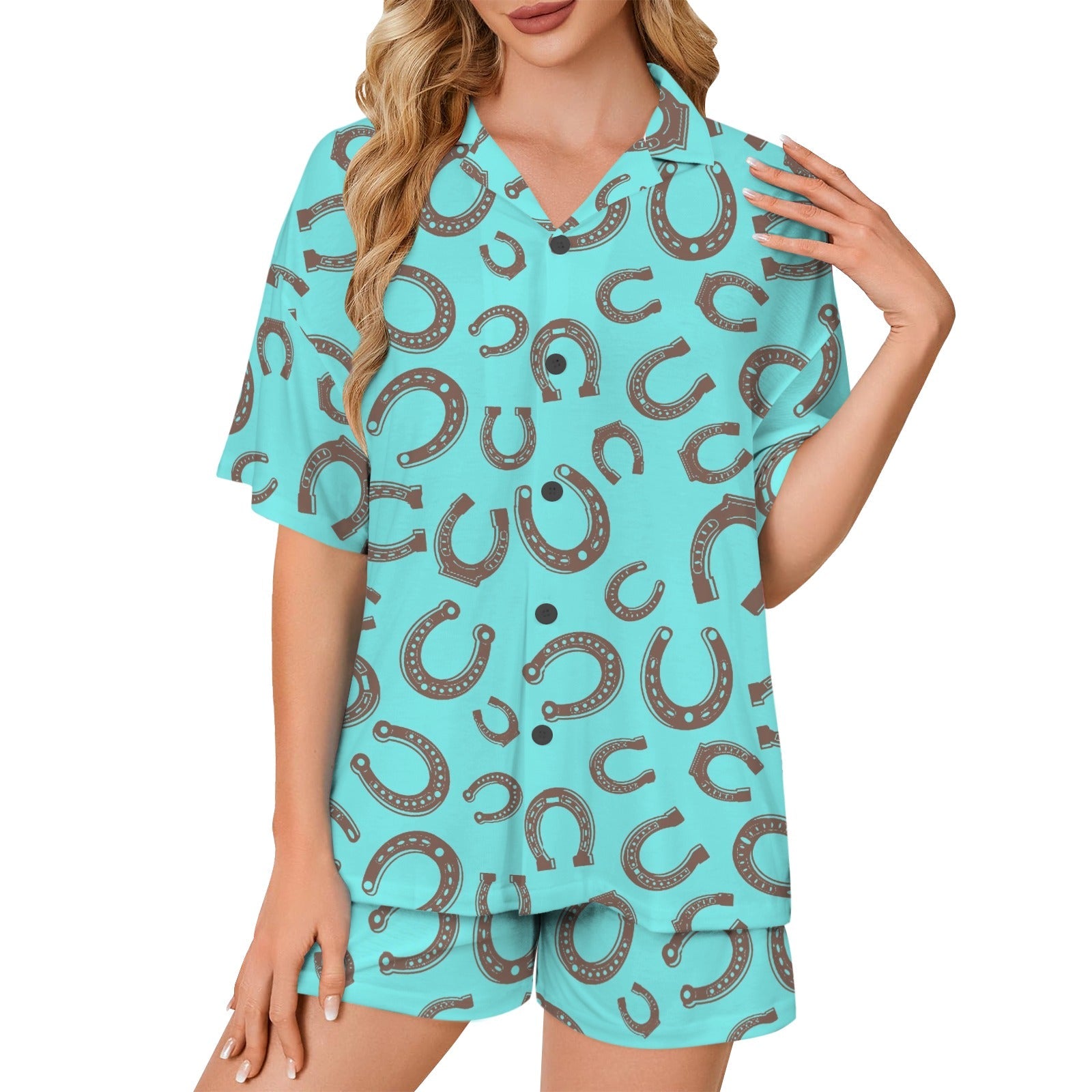 Baha Ranch Turquoise Horseshoe Women's Pajama Set Made in America by Baha Ranch Western Wear - product image 2