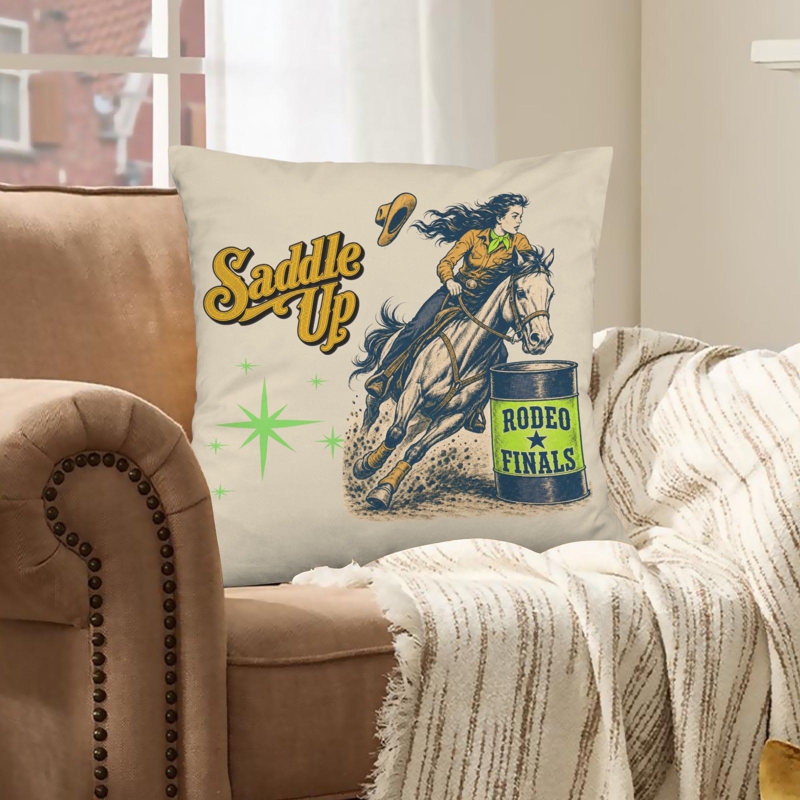 Baha Ranch Velvety Soft The Last Roundup Barrel Racer Throw Pillow Cover Made in America by Baha Ranch Western Wear -...