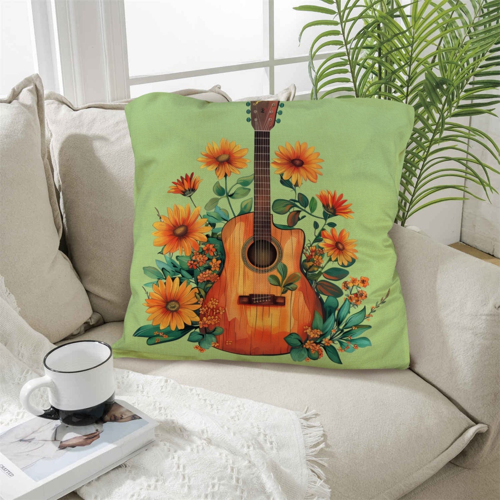 Baha Ranch Retro Guitar Pillow Case Made in America by Baha Ranch Western Wear