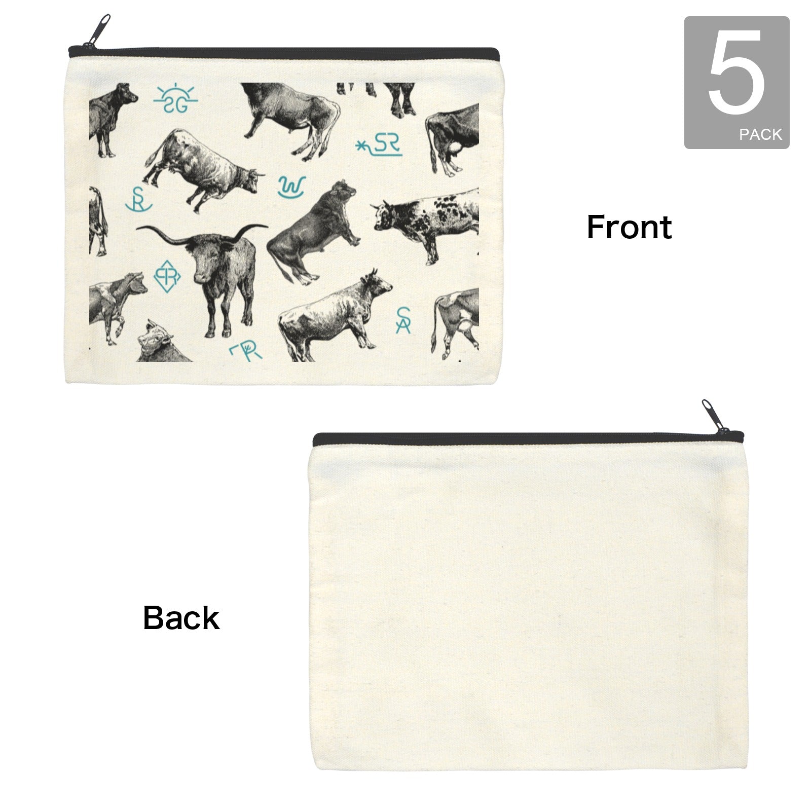 Baha Ranch Cattle Brands Cosmetic Bag Pack of 5 Made in America by Baha Ranch Western Wear - product image 4