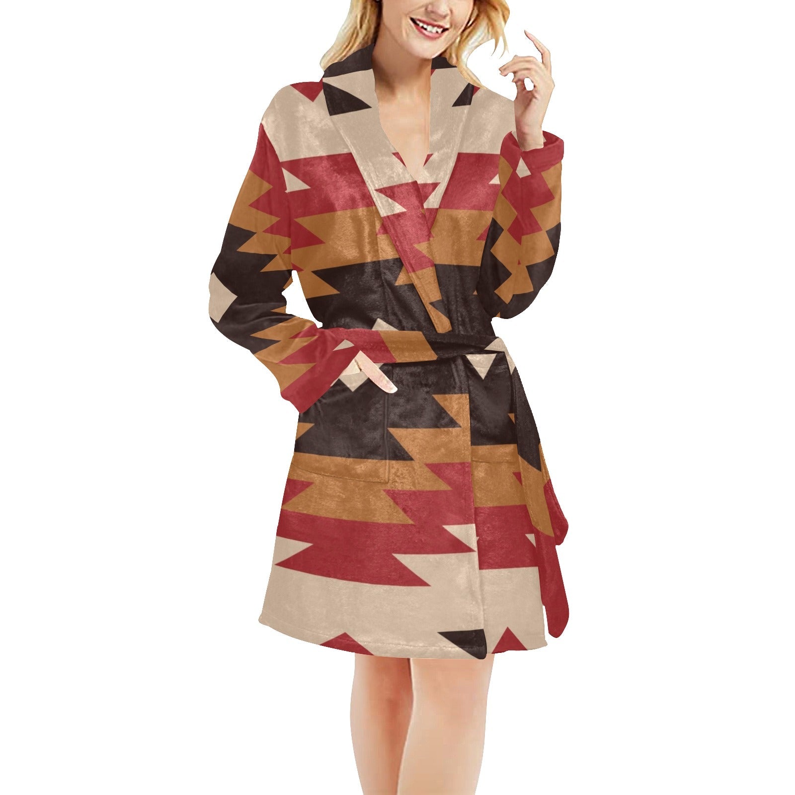Baha Ranch Red Aztec Women's Western Bath Robe by Baha Ranch Western Wear - product image 2