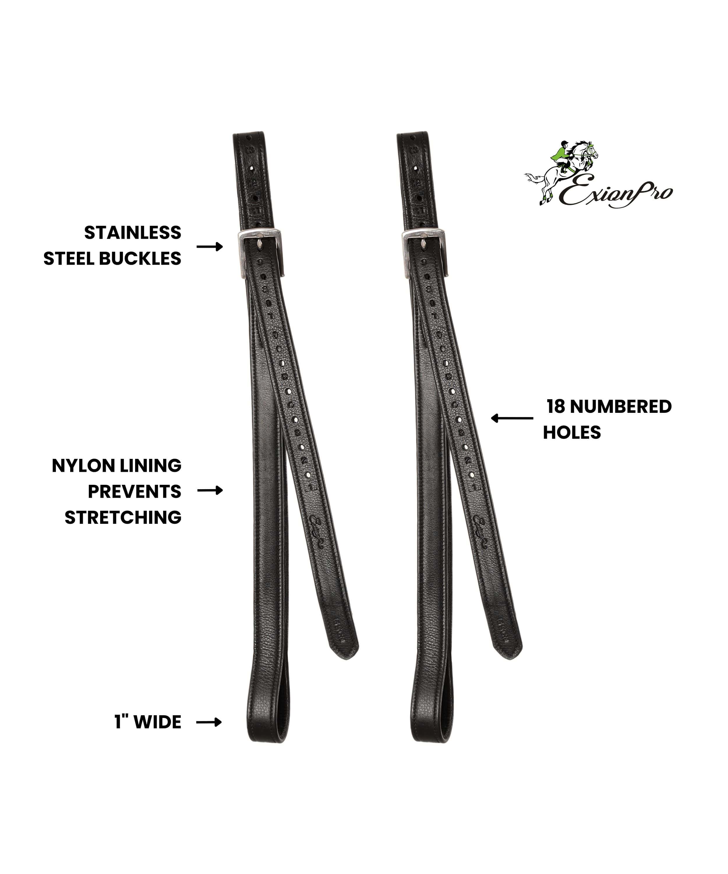 ExionPro Nylon Lined Stirrup Leathers by Bridles & Reins - alternate view 4