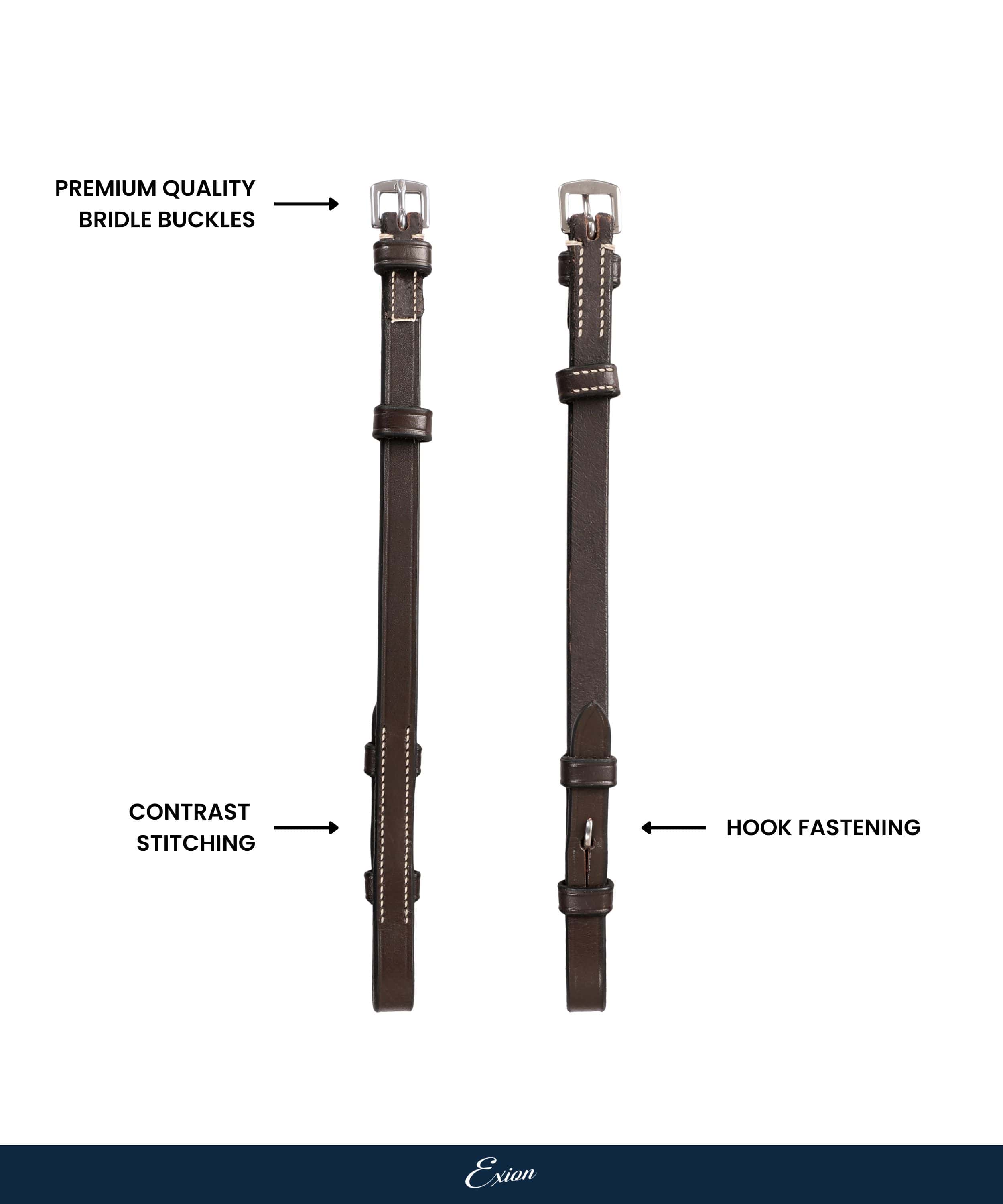 ExionPro Bridle Cheek Pieces With Hook Fastening - White Stitching by Bridles & Reins - alternate view 4