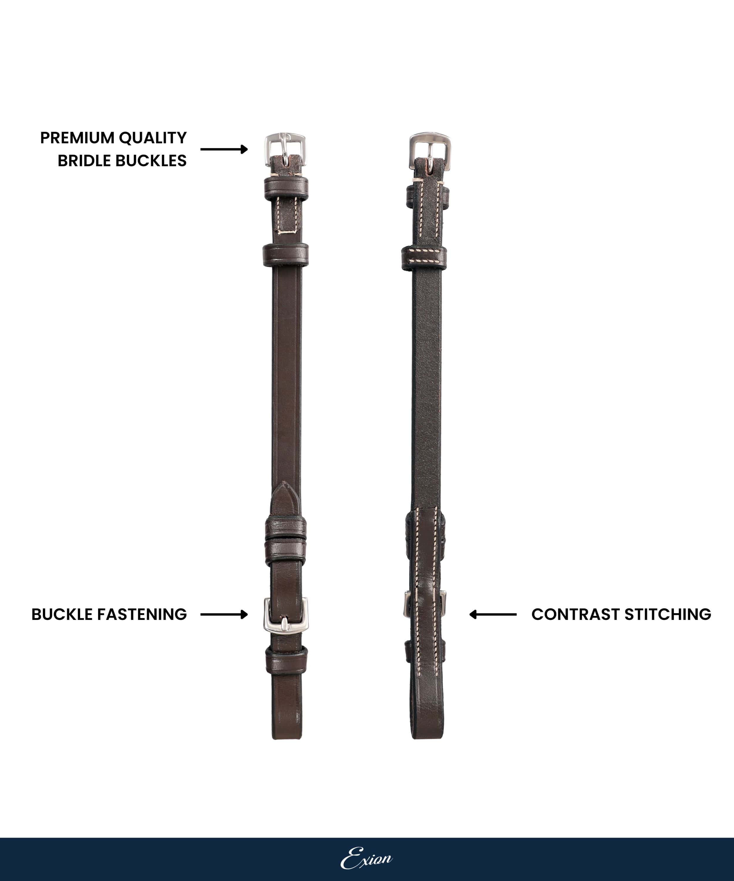 ExionPro Bridle Cheek Pieces With Buckle Fastening - White Stitching by Bridles & Reins - alternate view 4