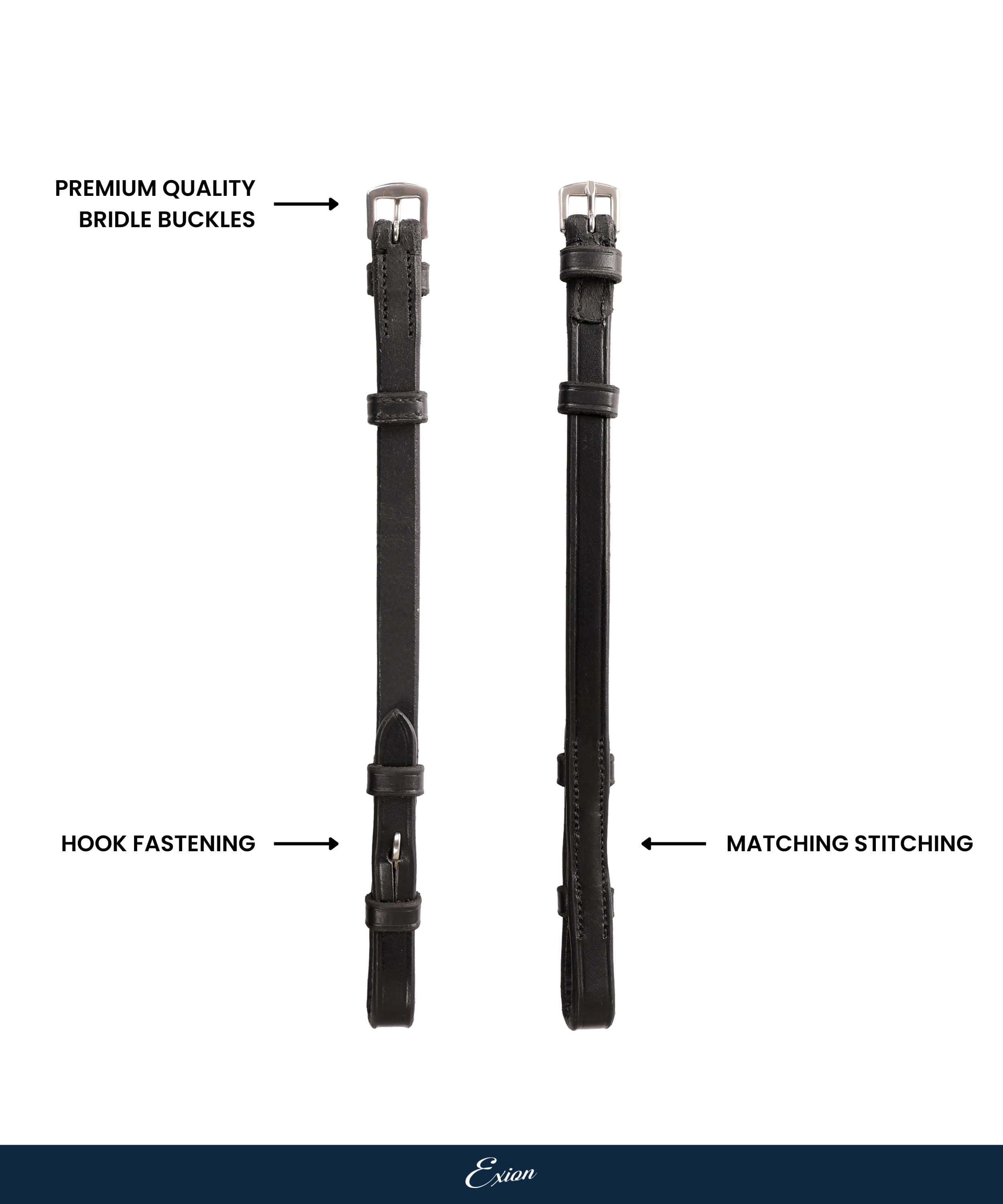 ExionPro Bridle Cheek Pieces With Hook Fastening - Matching Stitching by Bridles & Reins - alternate view 4