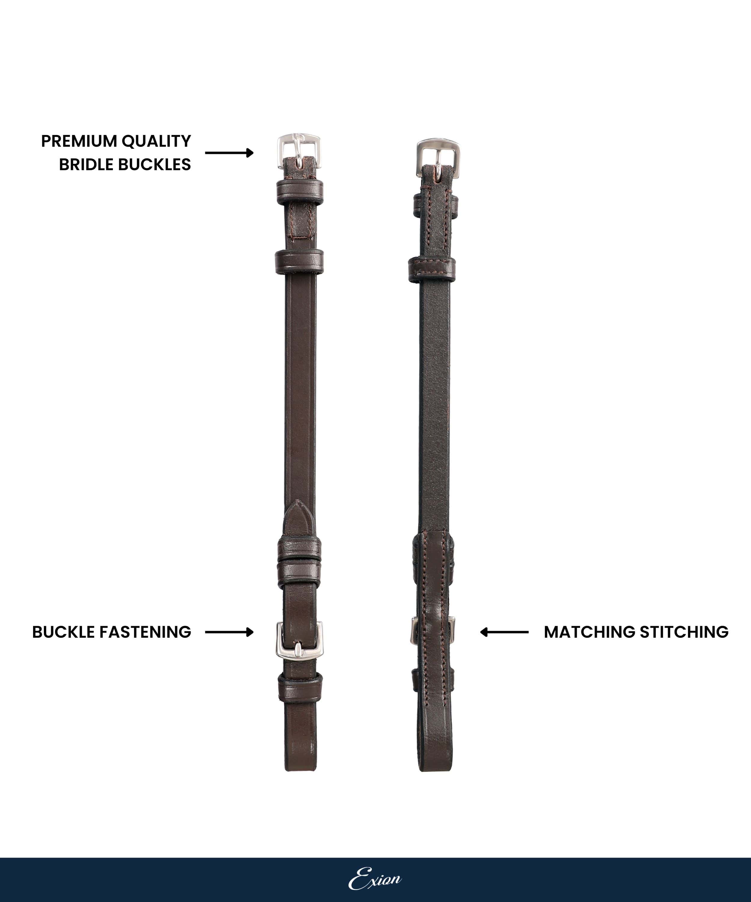 ExionPro Bridle Cheek Pieces With Buckle Fastening - Matching Stitching by Bridles & Reins - alternate view 4
