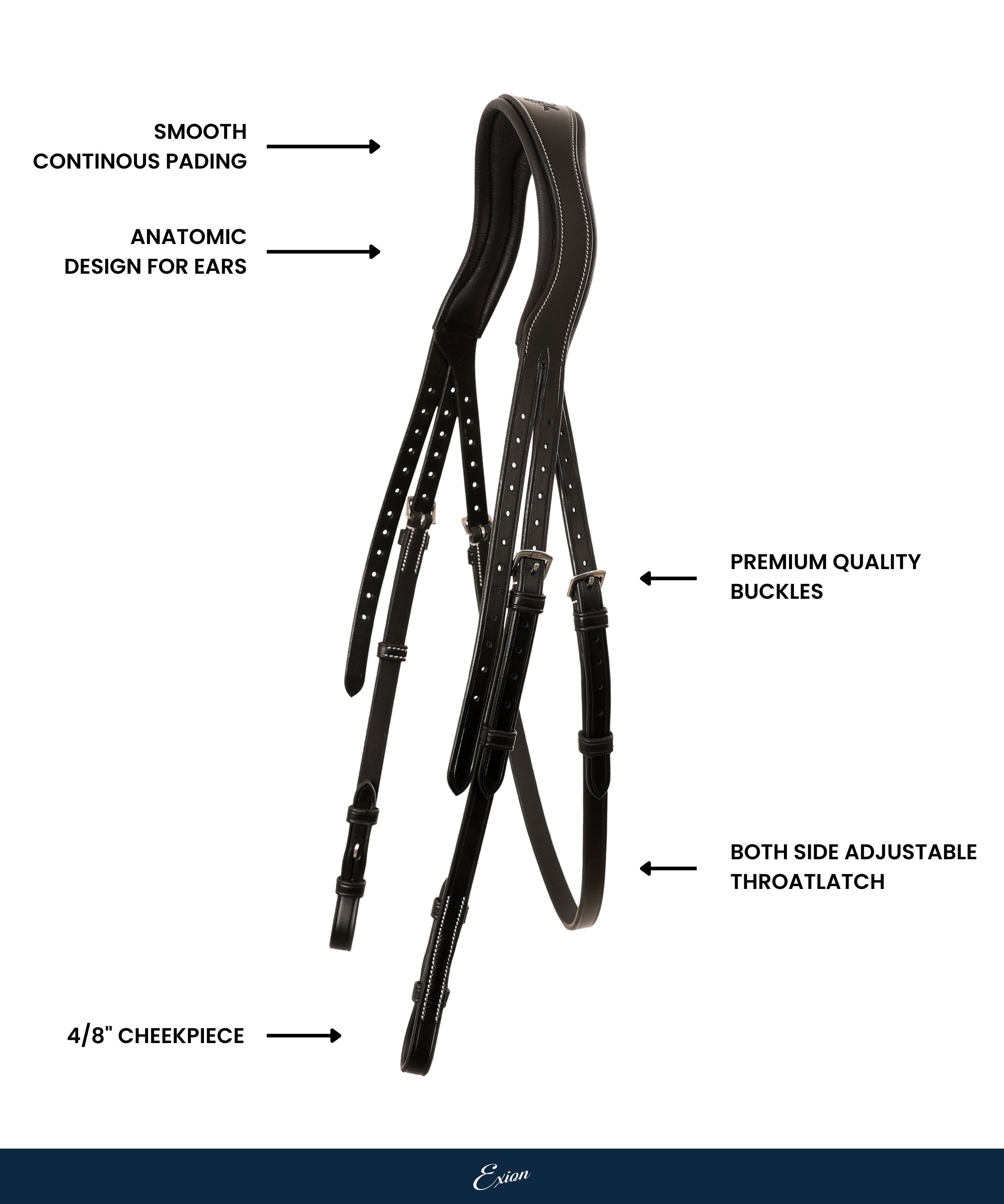 ExionPro 'W-Shaped' Crownpiece - White Stitching by Bridles & Reins - alternate view 3
