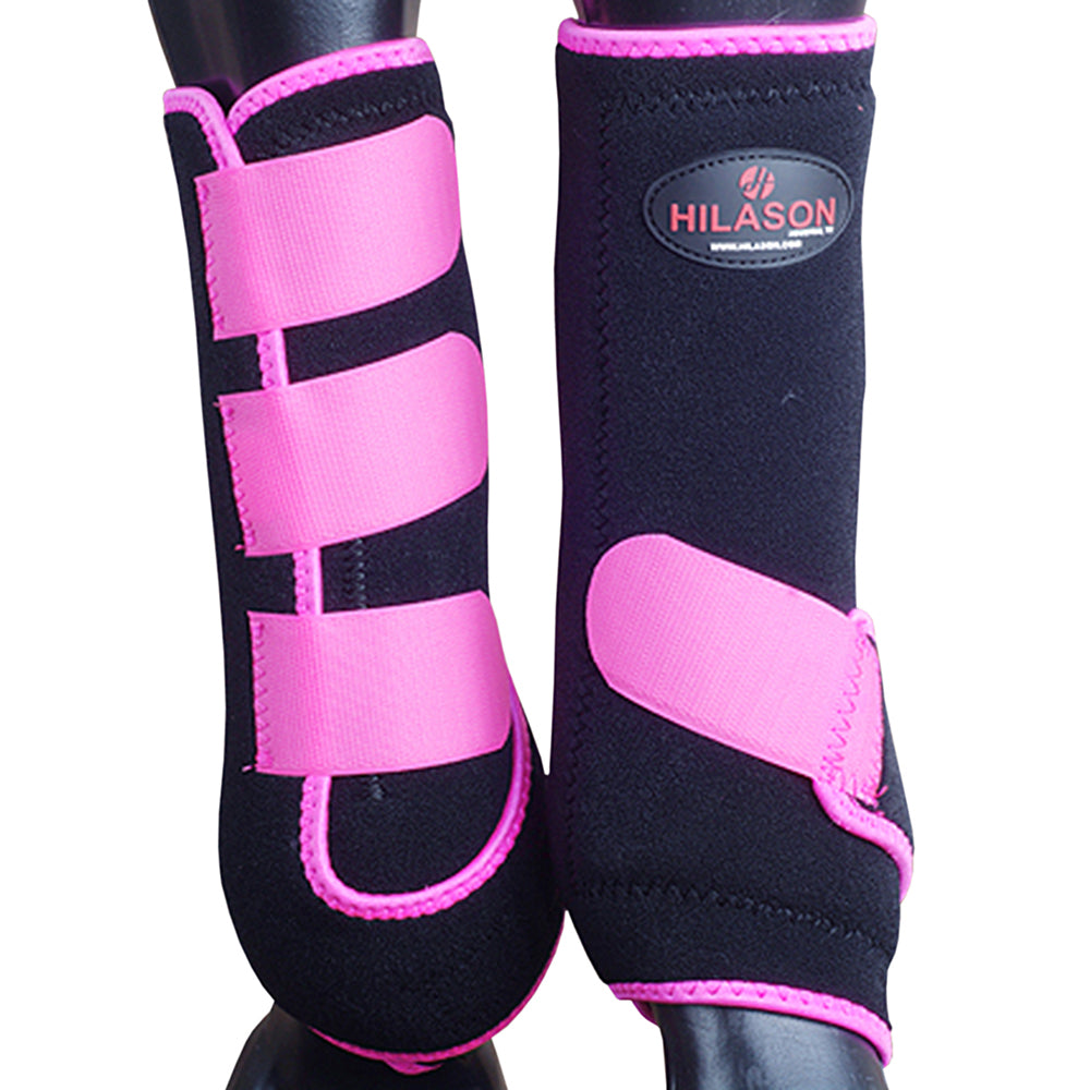 Black Pink Medium HILASON Horse Medicine Sports Boots Rear Hind Leg