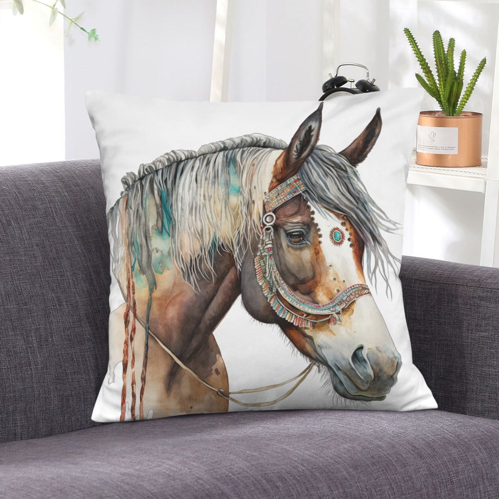 Baha Ranch Fancy Horse on White Velvety Soft Pillow Case Made in America by Baha Ranch Western Wear - product image 8