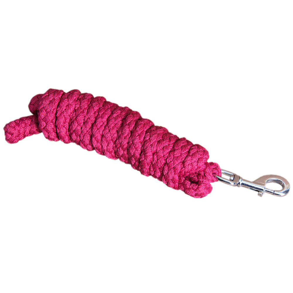 Hilason Horse Riding Poly Roping Lead Rope Burgundy 1/4"X8 Ft Snaps