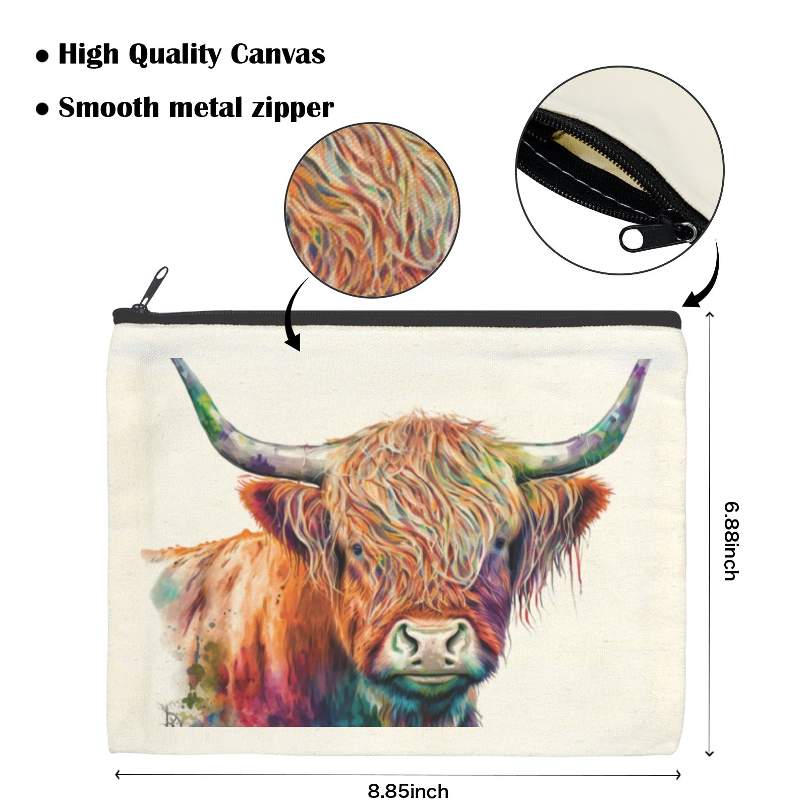 Baha Ranch Watercolor Highland Cosmetic Bag Pack of 5 Made in America by Baha Ranch Western Wear - product image 3