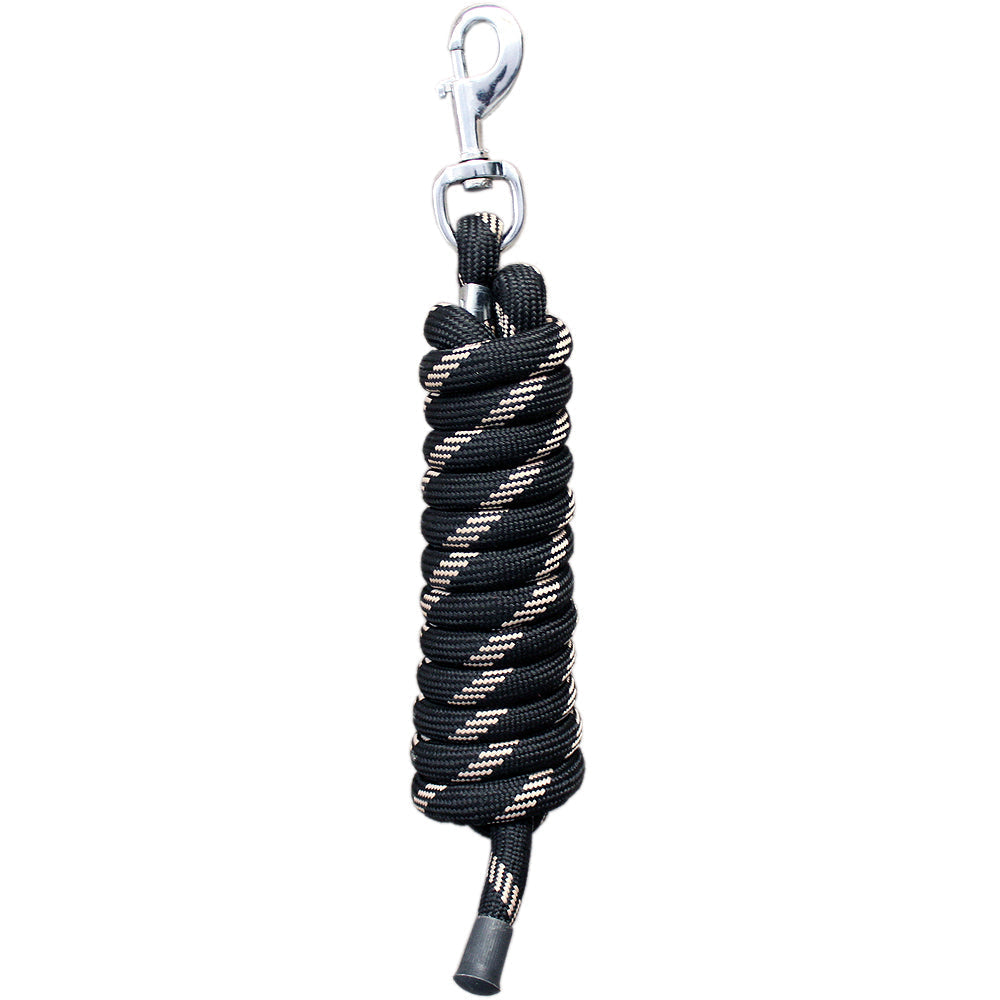 Horse Roping Lead Rope Riding Poly Blue Black White 1/4"X8 Ft Snaps