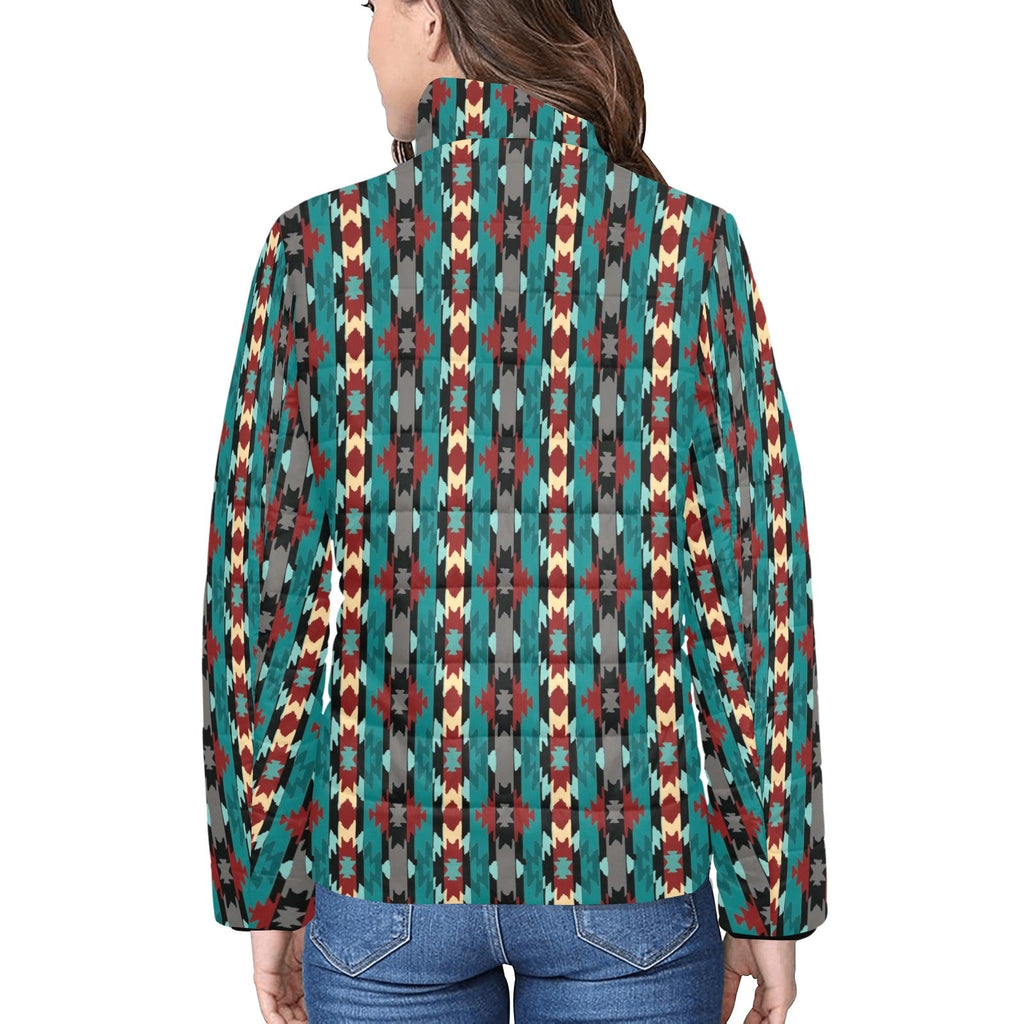 Teal Aztec Women's Puffy Bomber Jacket by Baha Ranch Western Wear - product image 2