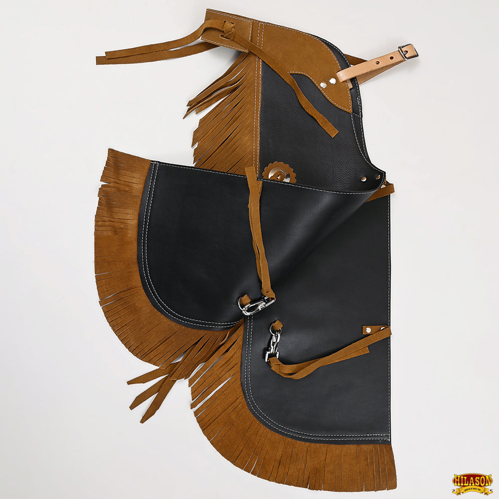 Hilason Pro Rodeo Bull Riding Chaps Leather Kids Junior Youth