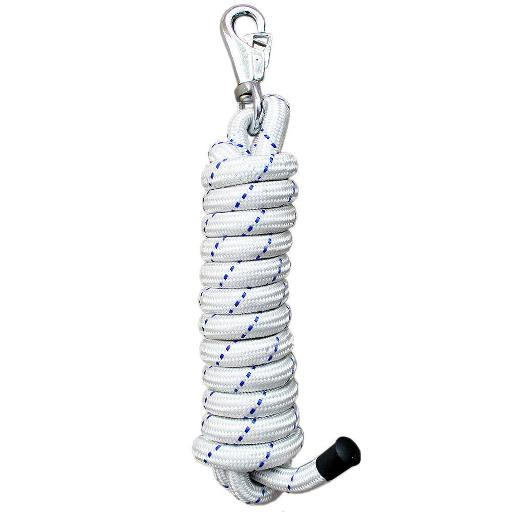 Horse Roping Lead Rope Riding Poly Blue Black White 1/4"X8 Ft Snaps