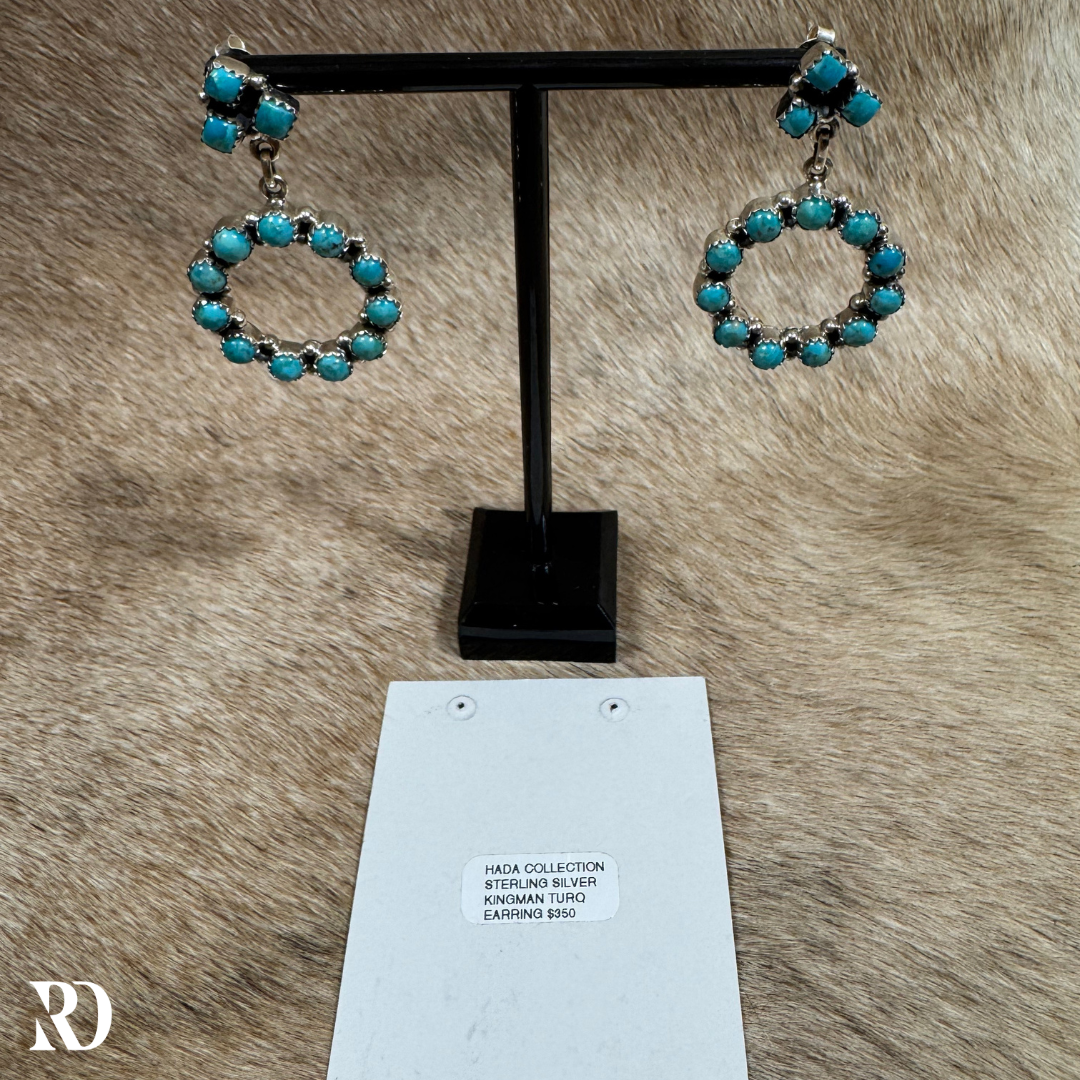 Hada Collection Authentic Kingman Turquoise Earrings — view 5