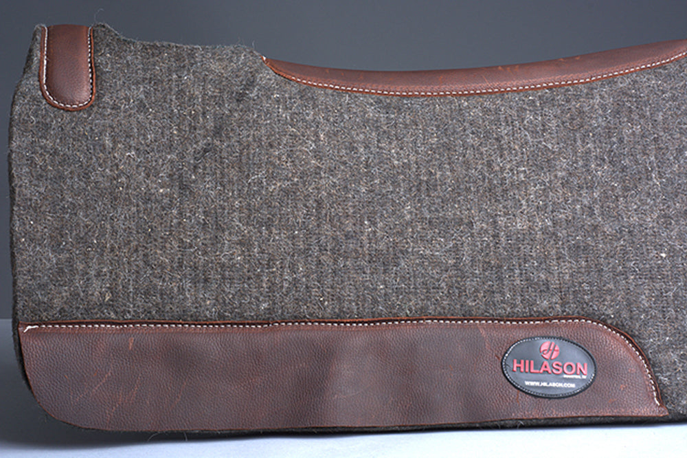 HILASON Western Wool Felt Horse Saddle Pad W/ Distressed Wear Leather Made in USA | for Horses
