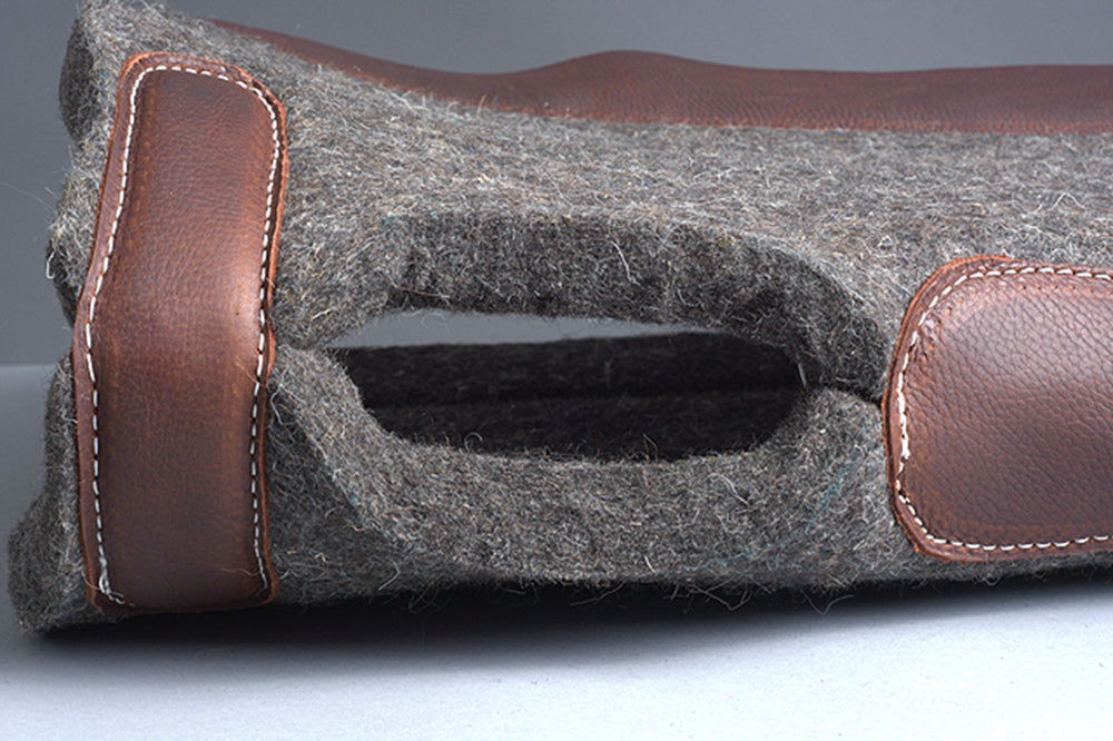 HILASON Western Wool Felt Horse Saddle Pad W/ Distressed Wear Leather Made in USA | for Horses